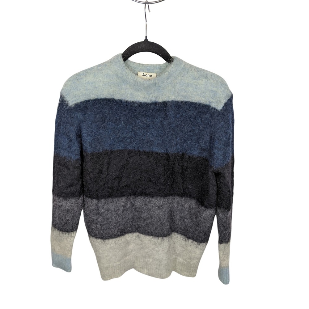 Acne Studios Striped Mohair Blend Sweater Blue Black Grey XS FN-WN-TSHI000011